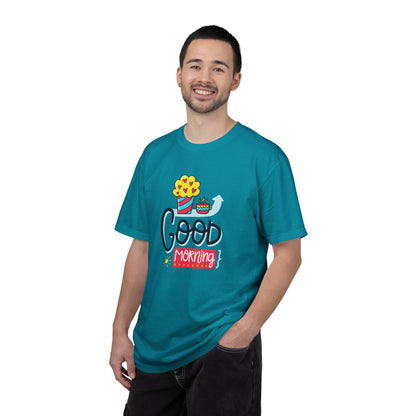 Good Morning Lazy Day Achiever Morning Champion Tee Daily Victory Sleep Defeated Unisex Heavy Cotton T-Shirt