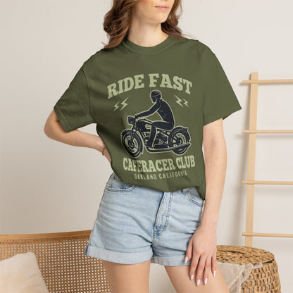 Thriller Ride Fast Caferacer Motorcycle Club Bike Lovers High-speed Adventure Bike Unisex Heavy Cotton T-Shirt