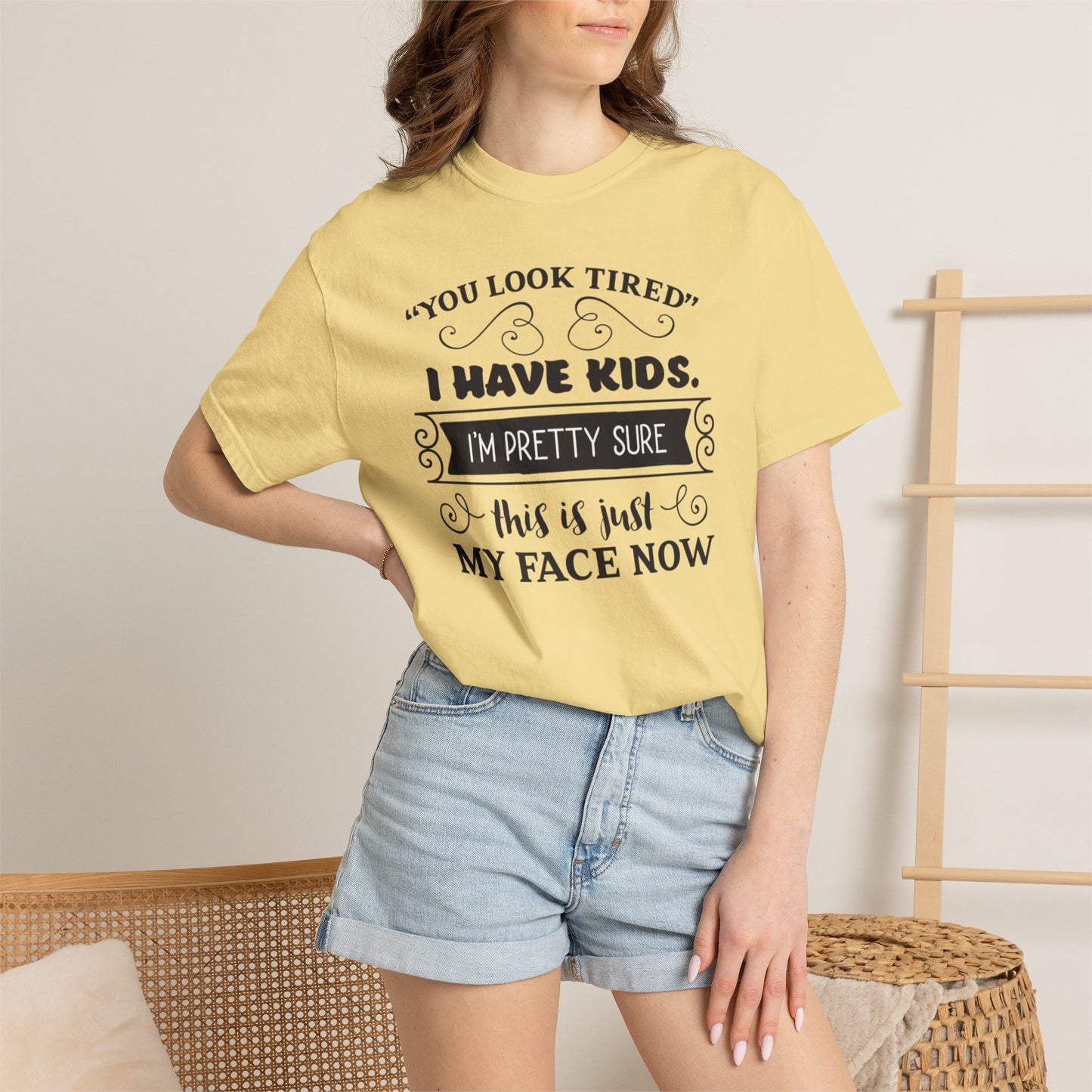 I Have Kids I’m Pretty Sure This Is Just My Face Now Strong Motherhood Tee Parenting Magic Fantasy Reality Wonder Woman Unisex Heavy Cotton T-Shirt