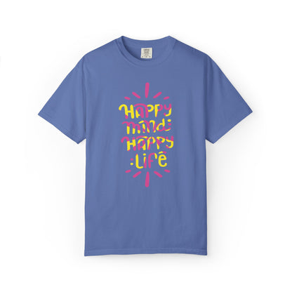 Happy Mind Happy Life Love Hope Worship Eternity Tee Peaceful Living Religious Beliefs Unisex Heavy Cotton T-Shirt