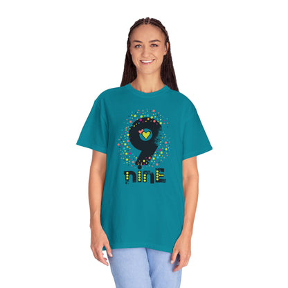 9 Nine Number Flowers Heartwarming Lovely Trendy Tee Sweet Charismatic Beautiful Fragrance Rose Unisex Heavy Cotton T-Shirt