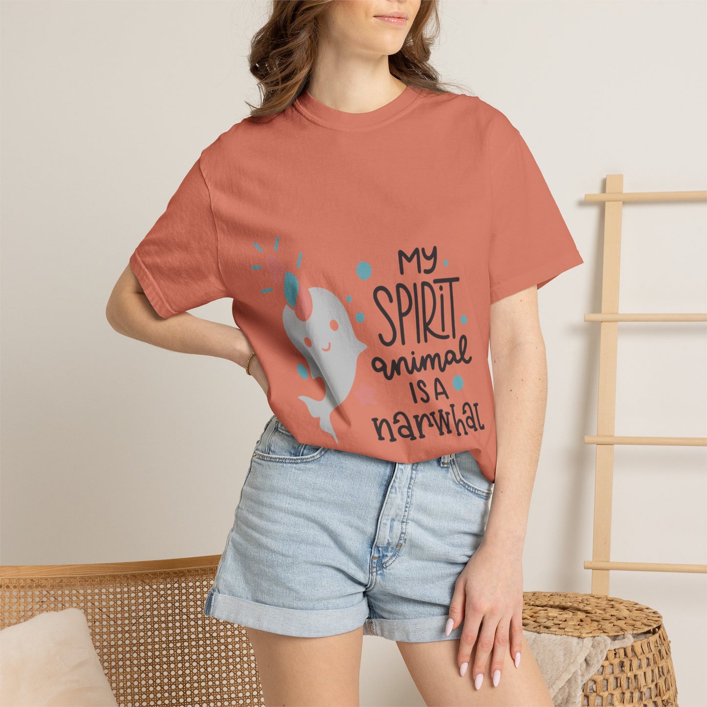 My Spirit Animal Is a Narwhal Unicorn Of The Sea Tusk Tee Inuit Culture Migration Unisex Heavy Cotton T-Shirt