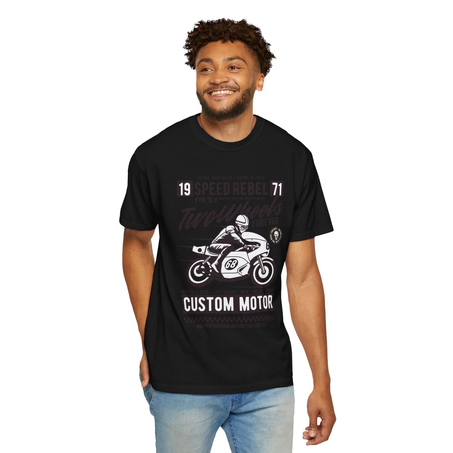 Speed Rebel Two Wheels Custom Engine Club Motorbike Lovers Trendy Tee High-speed Rider Adventure Racer Unisex Heavy Cotton T-Shirt