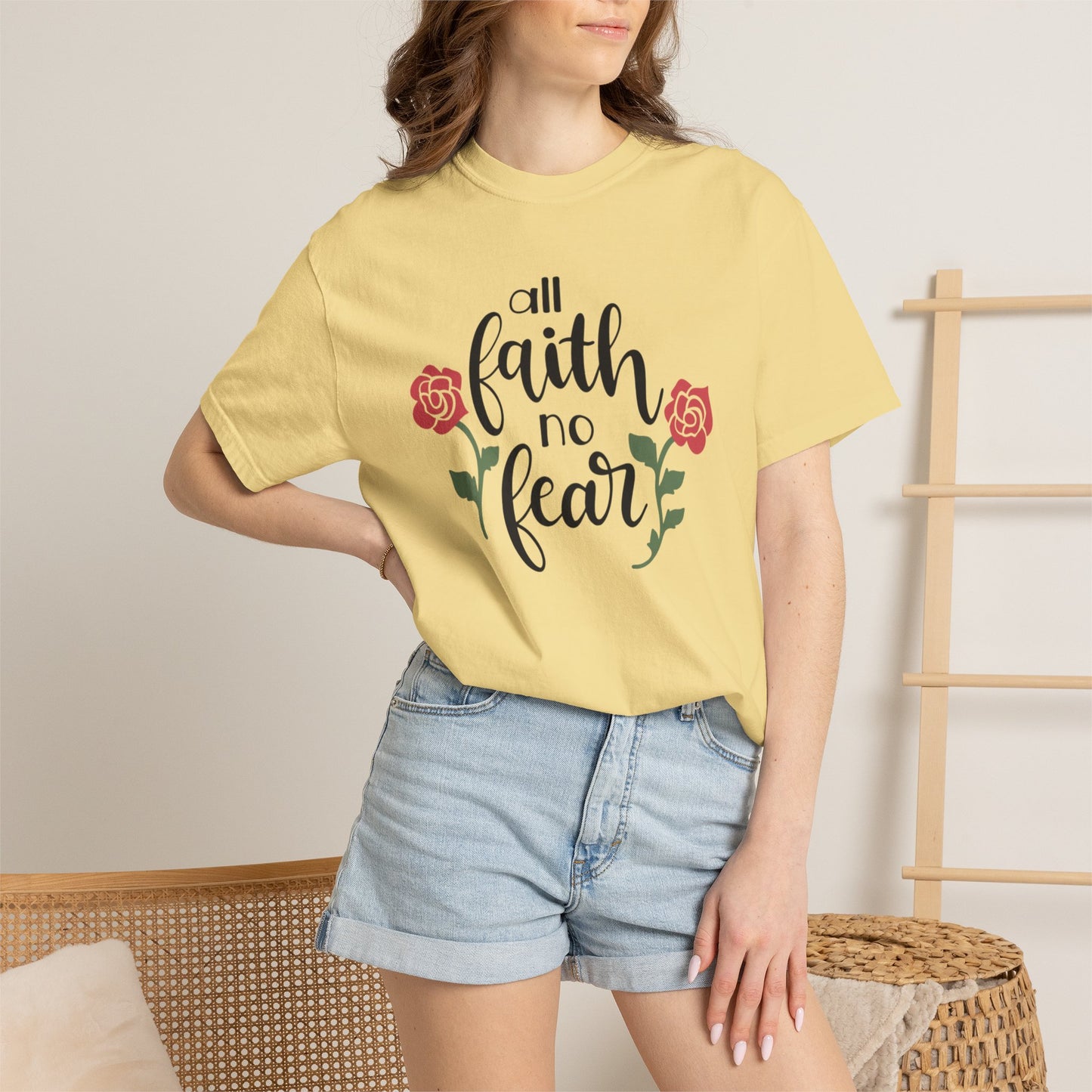 All Faith No Fear Stop Wishing Start Doing Action Goal Setting Modern Tee Achievement Self-Improvement Unisex Heavy Cotton T-Shirt