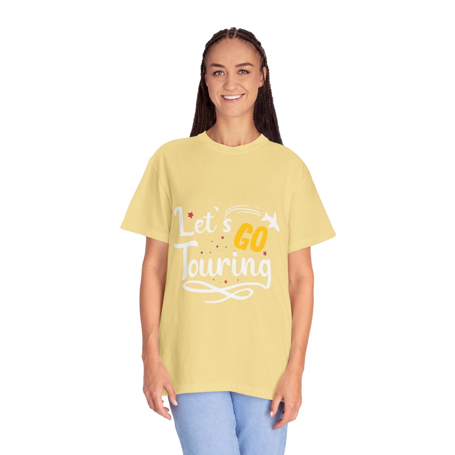 Let’s Go Touring Trendy Tee Travel Addict Exploring Adventurous Tour Lover Tourist Journey Unisex Heavy Cotton T-Shirt