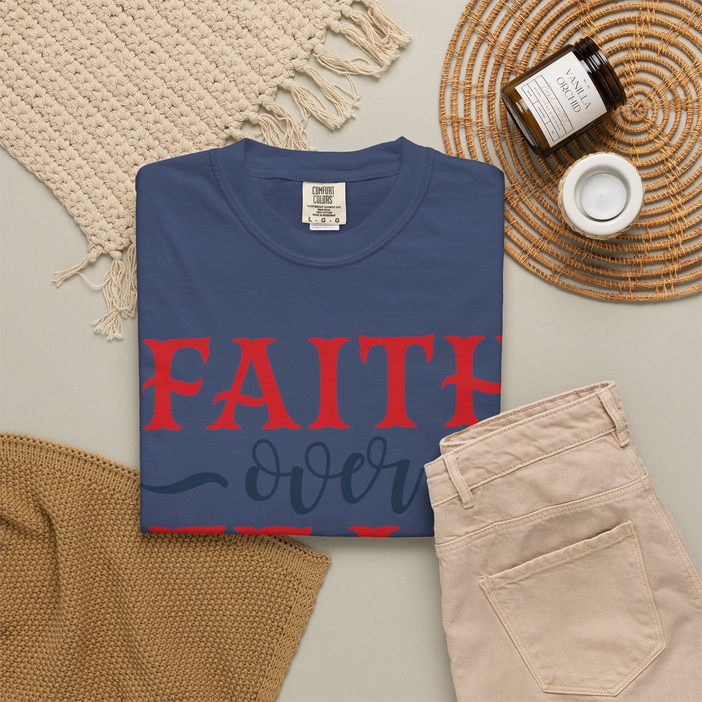 Faith Over Fear Stop Wishing Start Doing Action Goal Setting Modern Tee Achievement Self-Improvement Unisex Heavy Cotton T-Shirt