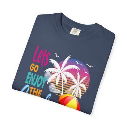 Exciting Lets Go Enjoy The Summer Party Summer Adventure Camp Beach Days Ice Cream Road Trips Unisex Heavy Cotton T-Shirt