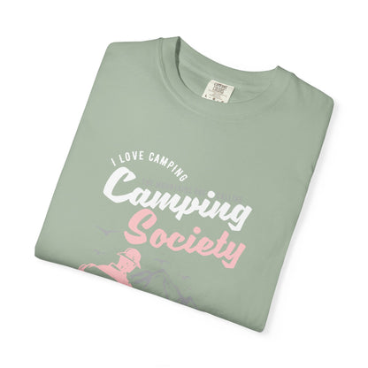 Funny Camping Society I Love Camping Enthusiastic Traveler Sarcastic Adventure Birds In The Mountains Unisex Heavy Cotton T-Shirt