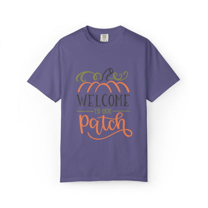 Welcome To Our Patch Harvest Festival Autumn Pumpkins Tee Fall Activities Farm Visit Family Fun Unisex Heavy Cotton T-Shirt