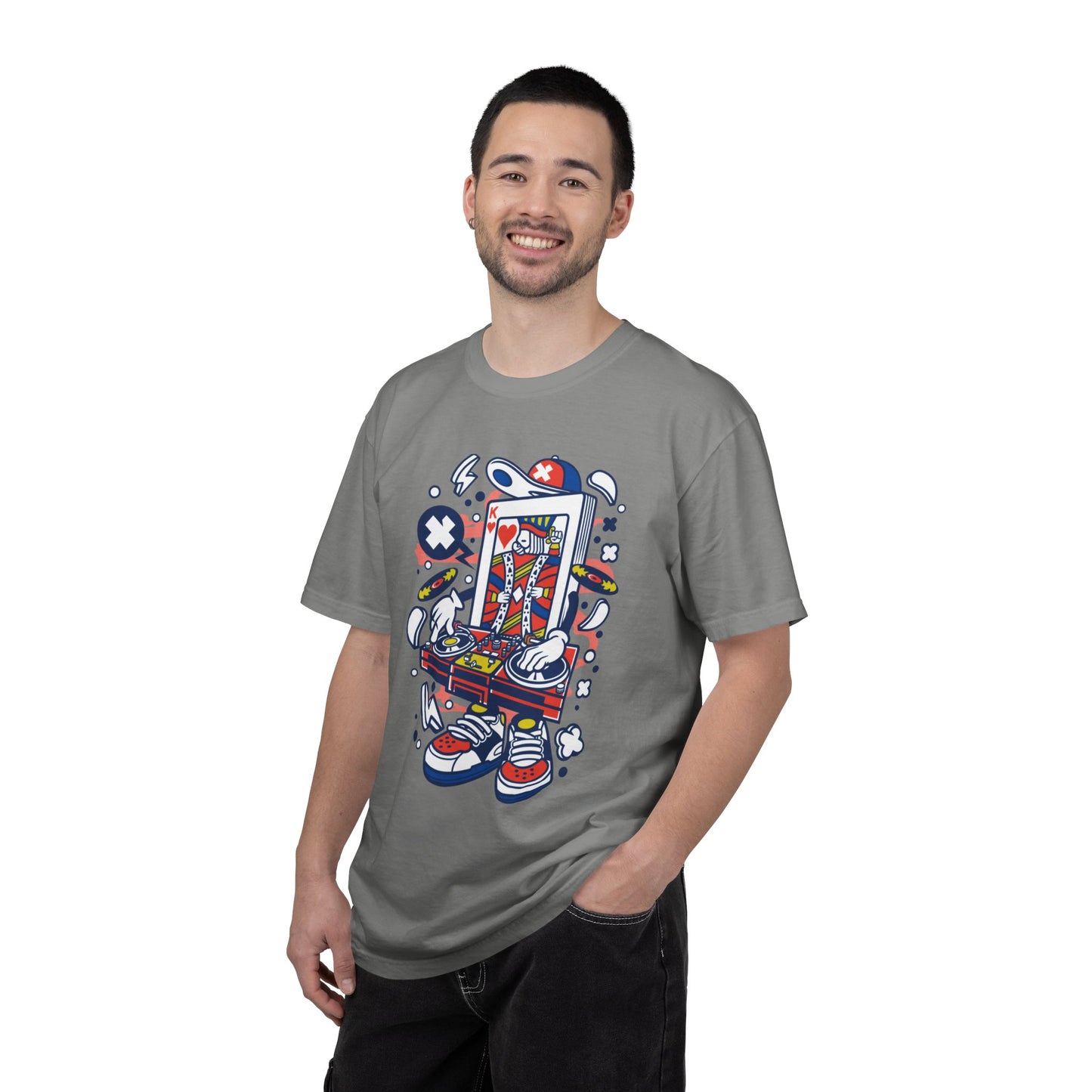 Dj King Play Card Hip Hop Vibes Trends Pop Visuals Tee Remixes Music Producer Unisex Heavy Cotton T-Shirt