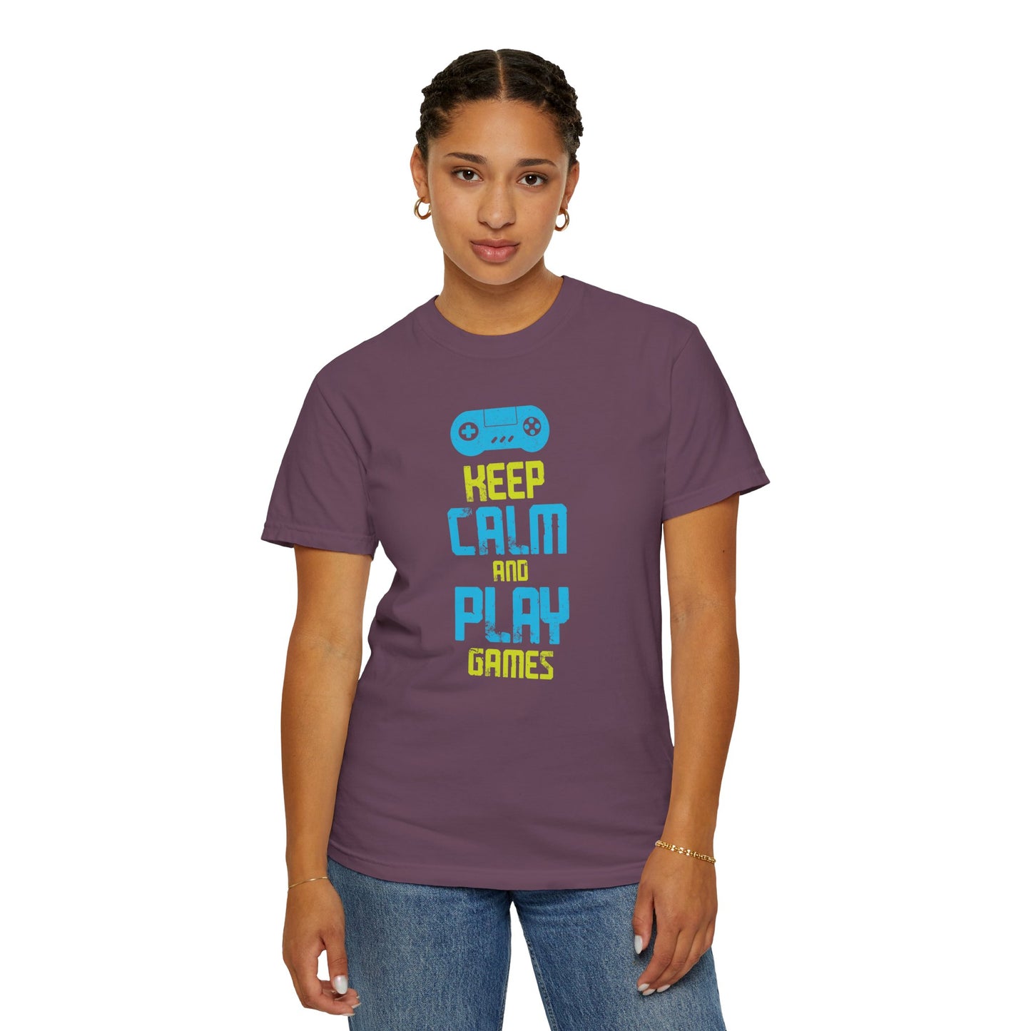 Funny Keep Calm And Play Games Pro Gamer Skills Gaming Mindset Sarcastic Gameplay Optimization Unisex Heavy Cotton T-Shirt