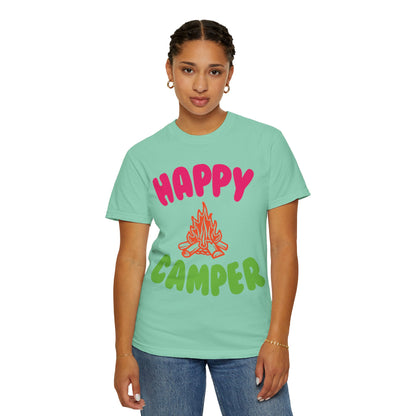 Happy Camper Freedom Fighter Adventure Lovers Tee Nature Exploration Bonfire Travel Van Unisex Heavy Cotton T-Shirt