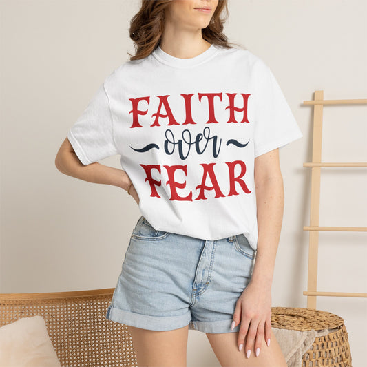 Faith Over Fear Stop Wishing Start Doing Action Goal Setting Modern Tee Achievement Self-Improvement Unisex Heavy Cotton T-Shirt