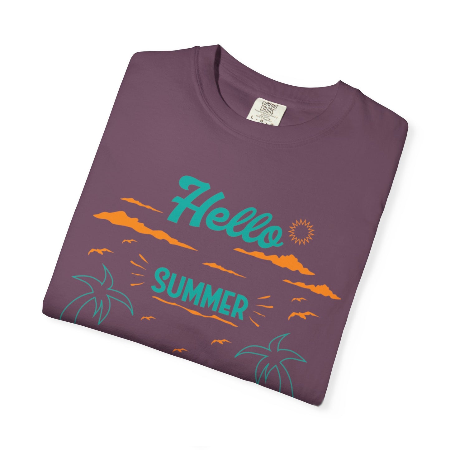 Exciting Hello Summer Sunrise & Sunburn Beach Days Ice Cream Summer Camp Unisex Heavy Cotton T-Shirt