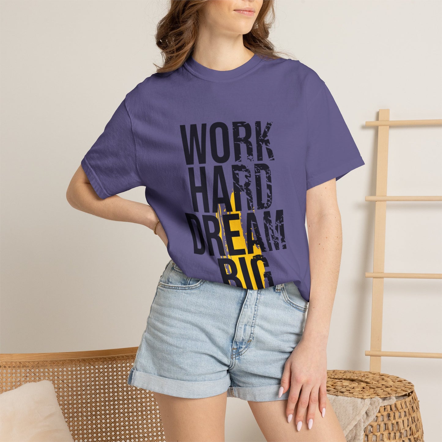 Work Hard Dream Big Creativity Imagination Tee Determination Reach For The Stars Unisex Heavy Cotton T-Shirt