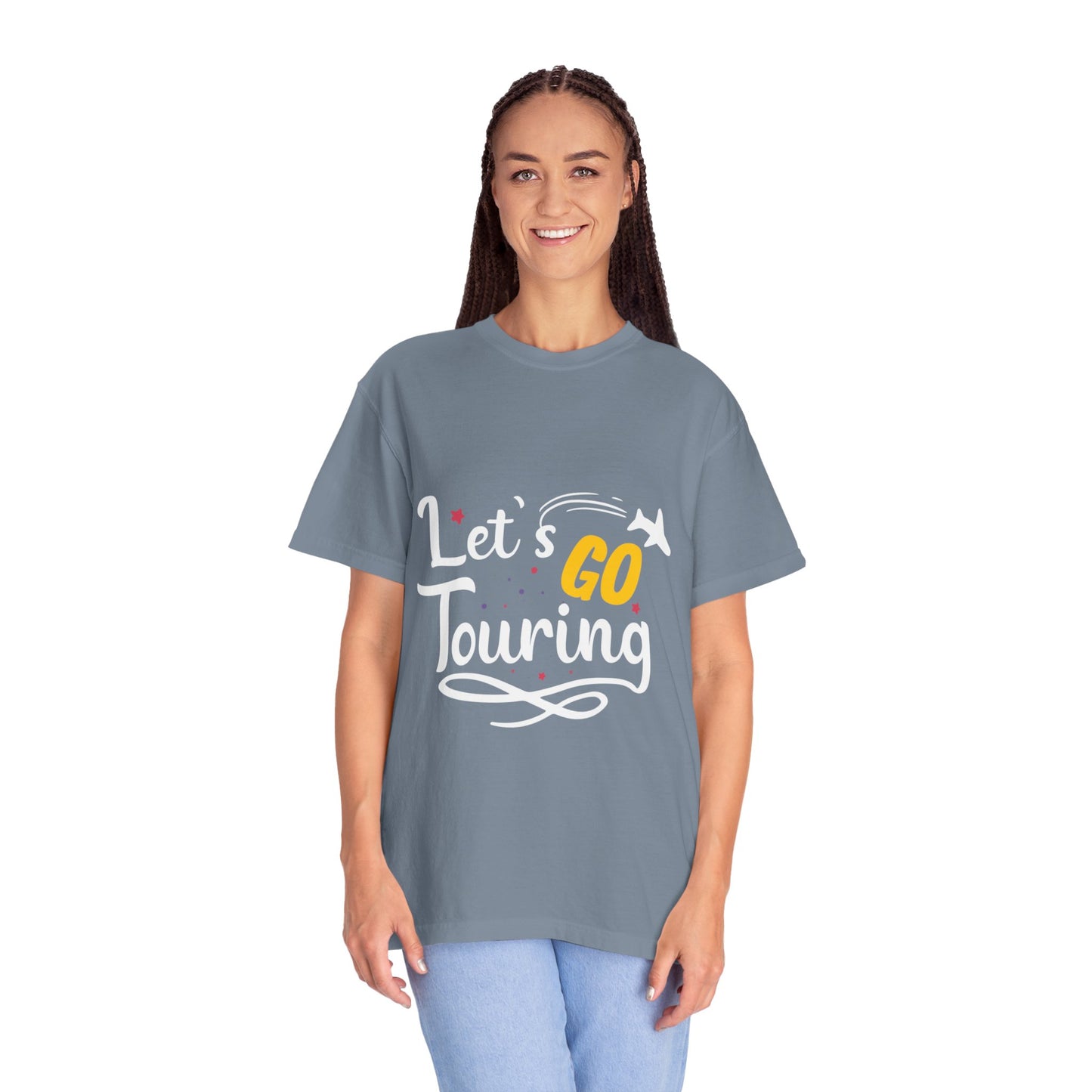 Let’s Go Touring Trendy Tee Travel Addict Exploring Adventurous Tour Lover Tourist Journey Unisex Heavy Cotton T-Shirt