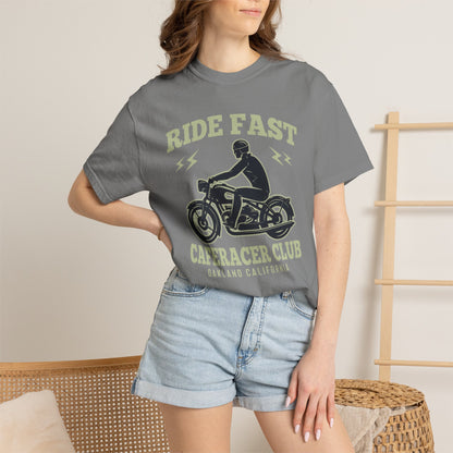 Thriller Ride Fast Caferacer Motorcycle Club Bike Lovers High-speed Adventure Bike Unisex Heavy Cotton T-Shirt