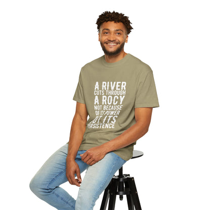 A River Cuts Through A Rock Stop Wishing Start Doing Action Goal Setting Modern Tee Achievement Unisex Heavy Cotton T-Shirt