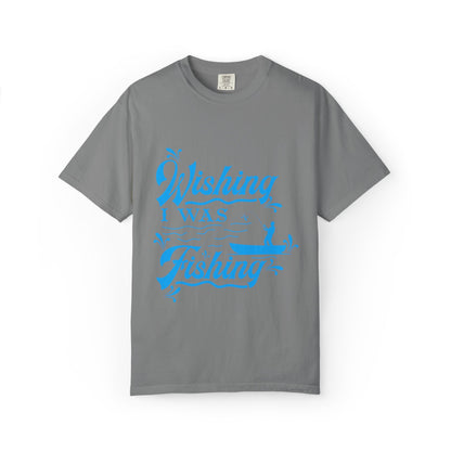 Funny Wishing I Was Fishing Catch and Release Unconditional Love Fishing Boat  Fishing Rod Sarcastic Adventure Unisex Heavy Cotton T-Shirt