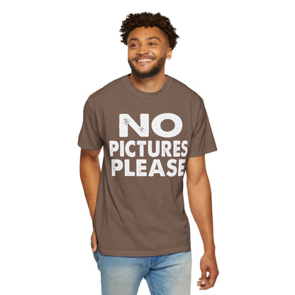 No Picture Please Photogenic Tee No Flash Camera-Shy Personal Space Unisex Heavy Cotton T-Shirt