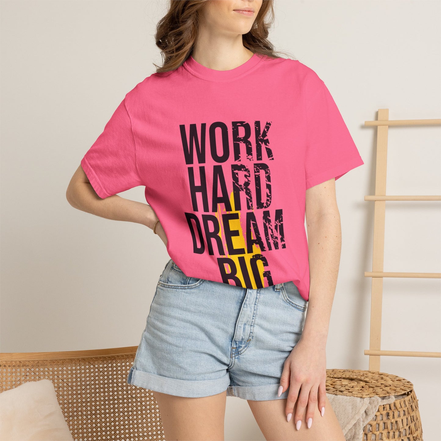 Work Hard Dream Big Creativity Imagination Tee Determination Reach For The Stars Unisex Heavy Cotton T-Shirt