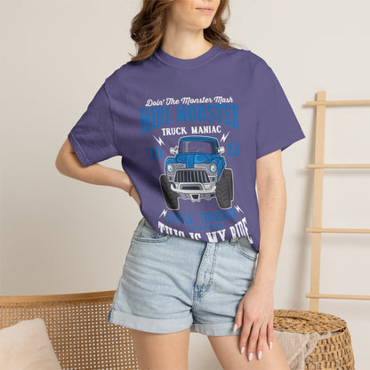 Funny Mini Monster Truck Manic Speed Truck Power Sarcastic Extreme Adventure Four-Wheel Drive Unisex Heavy Cotton T-Shirt