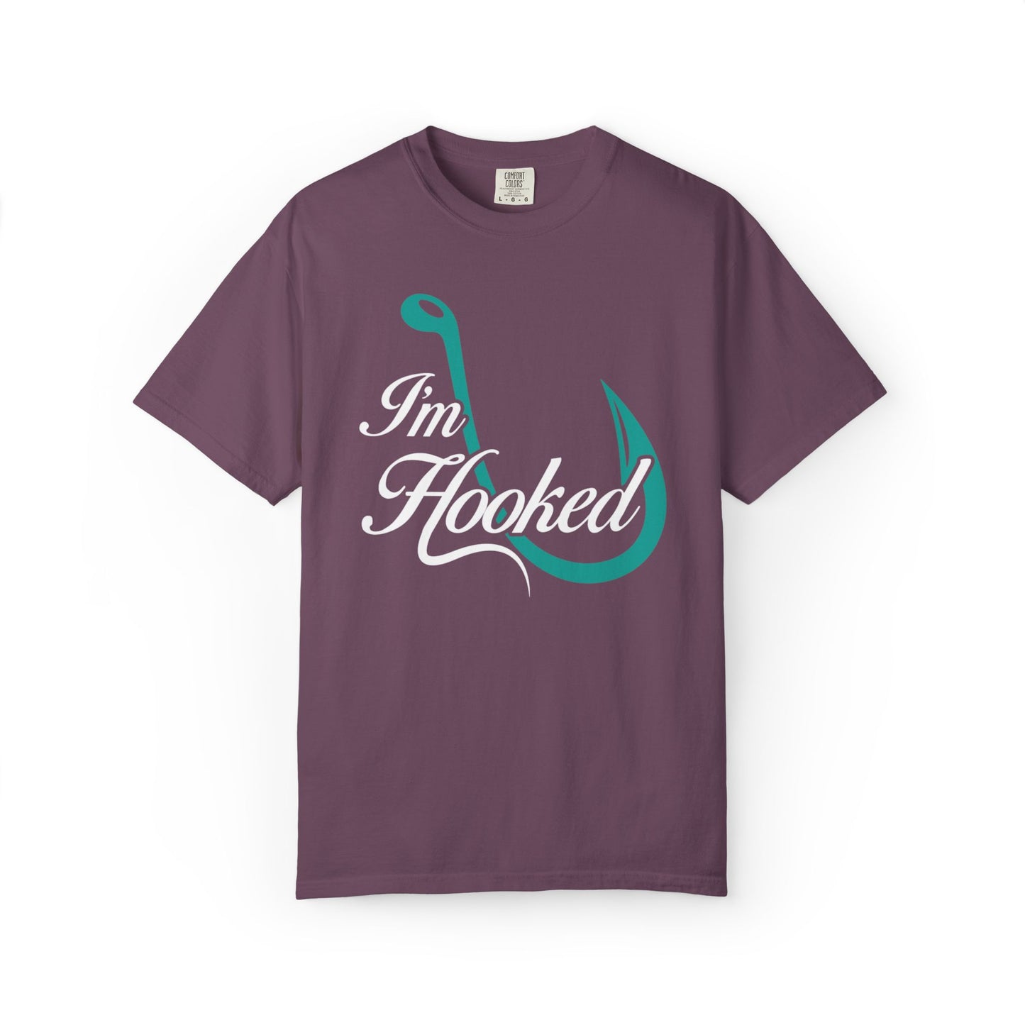 Funny I’m Hooked Rod and Reel Tackle Box Catch Of The Day Sarcastic Fishing Adventure Unisex Heavy Cotton T-Shirt