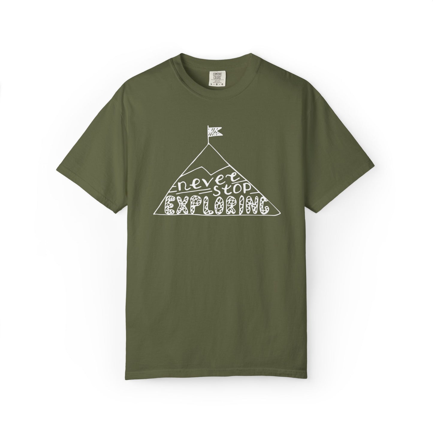 Never Stop Exploring Cool Tee Trekking Outdoor Adventure Hiking Nature Lover Rocks Climbing Unisex Heavy Cotton T-Shirt