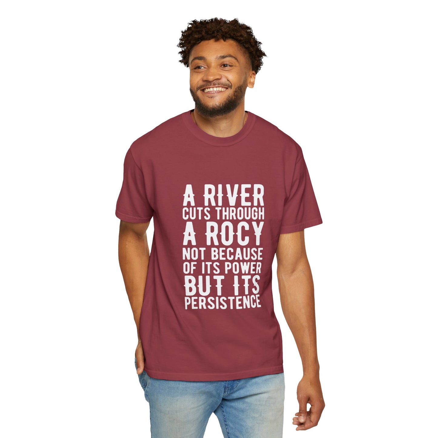 A River Cuts Through A Rock Stop Wishing Start Doing Action Goal Setting Modern Tee Achievement Unisex Heavy Cotton T-Shirt