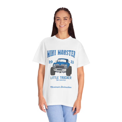 Funny Mini Monster Truck Manic Speed Truck Power Sarcastic Extreme Adventure Four-Wheel Drive Unisex Heavy Cotton T-Shirt