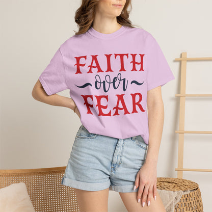Faith Over Fear Stop Wishing Start Doing Action Goal Setting Modern Tee Achievement Self-Improvement Unisex Heavy Cotton T-Shirt