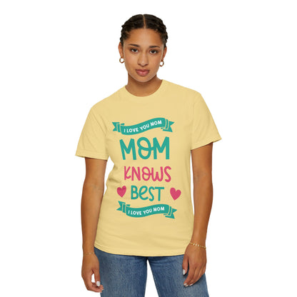 Mom Knows Best Strong Motherhood Heartfelt Guidance Tee Nurturing Knowledge Unisex Heavy Cotton T-Shirt