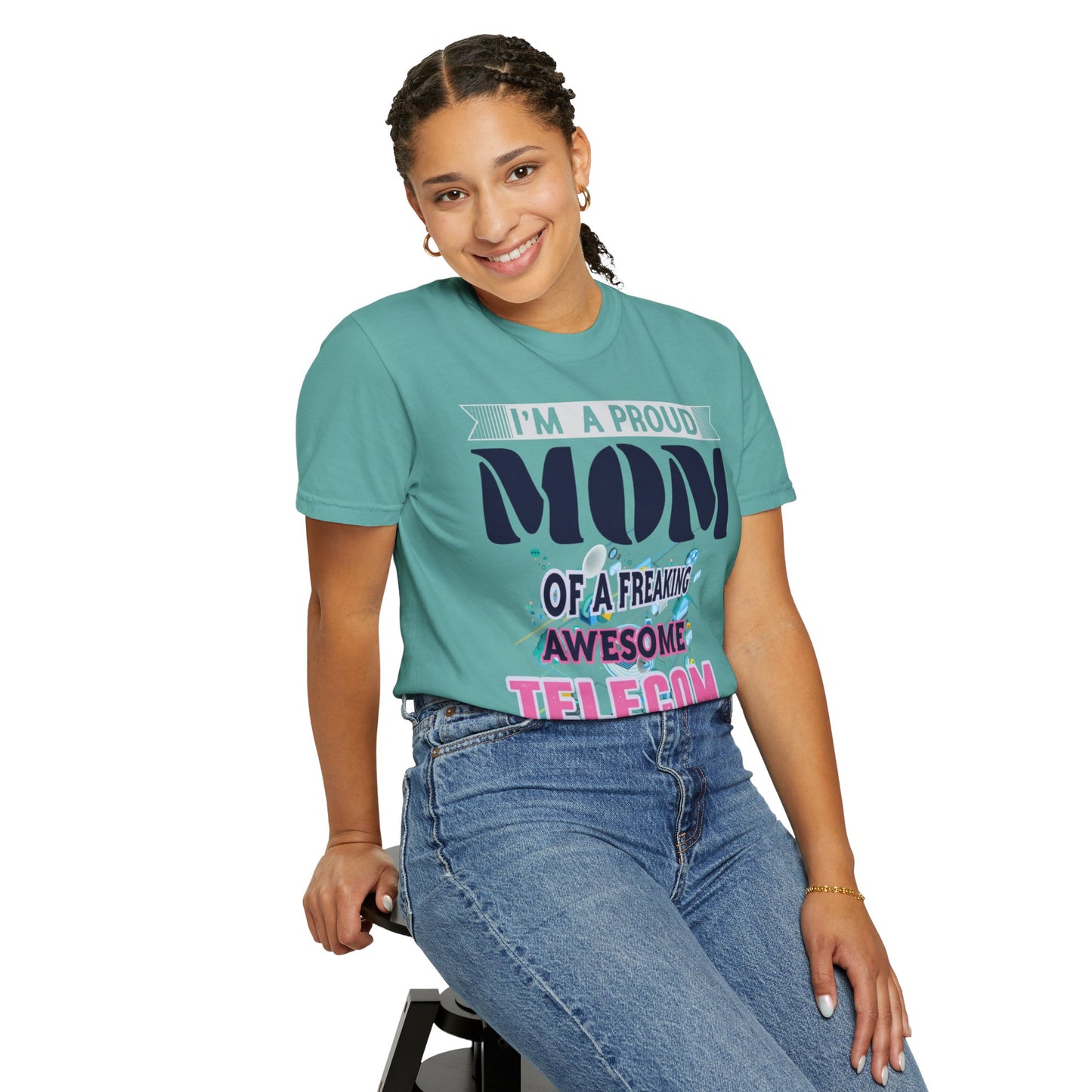 Proud Mom Telecom Engineer Mobile Technology Signal Processing Digital Communication Radio Frequencies Unisex Heavy Cotton T-Shirt