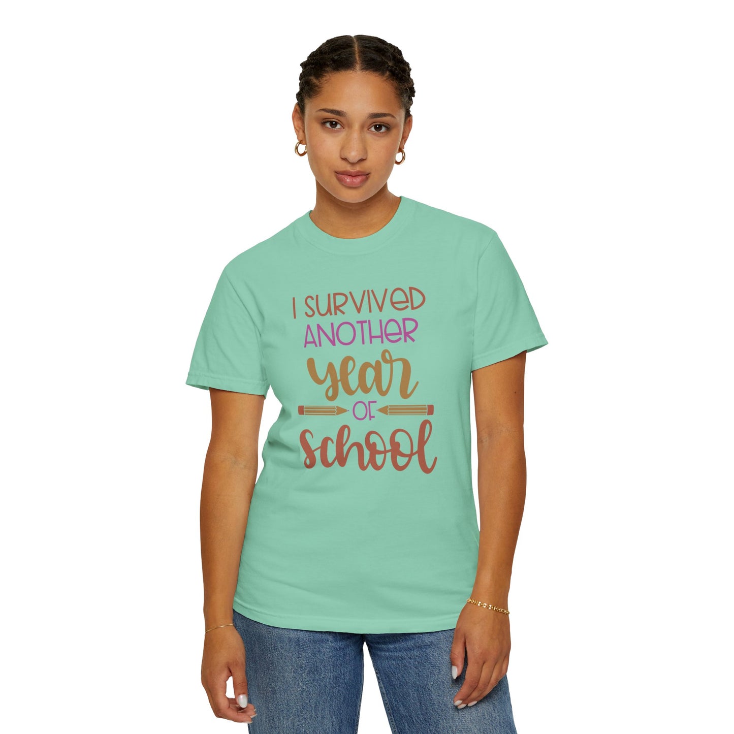 I Survived Another Year Of School Action Goal Setting Achievement Tee Self-Improvement Motivation Unisex Heavy Cotton T-Shirt