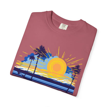 Sunset And Beach Summer Trendy Tee Sunshine Days Ice Cream Summer Camp Beachcombing Anchor Unisex Heavy Cotton T-Shirt