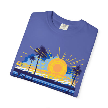 Sunset And Beach Summer Trendy Tee Sunshine Days Ice Cream Summer Camp Beachcombing Anchor Unisex Heavy Cotton T-Shirt