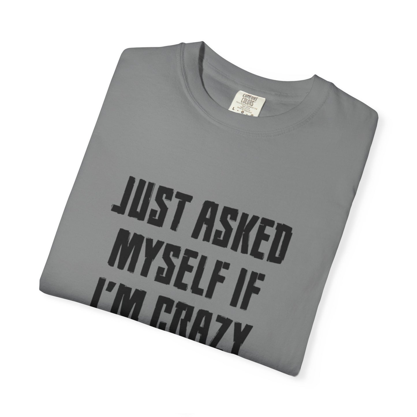 Just Asked Myself If I’M Crazy We Said No Funny Tee Self-Doubt Humourous Mental Stability Sarcastic Unisex Heavy Cotton T-Shirt