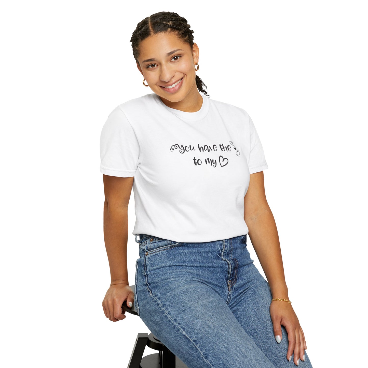 You Have The Key To My Heart Emotional Bond Affection Lovers Tee Romantic Relationship Forever Support Way Heavy Cotton T-Shirt