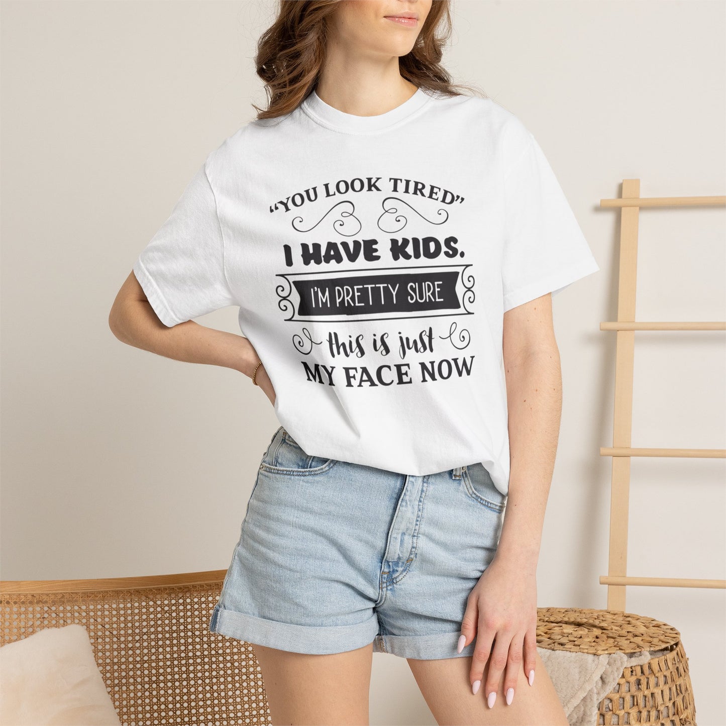 I Have Kids I’m Pretty Sure This Is Just My Face Now Strong Motherhood Tee Parenting Magic Fantasy Reality Wonder Woman Unisex Heavy Cotton T-Shirt