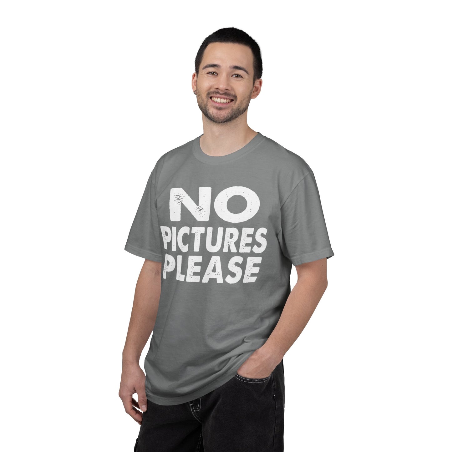 No Picture Please Photogenic Tee No Flash Camera-Shy Personal Space Unisex Heavy Cotton T-Shirt
