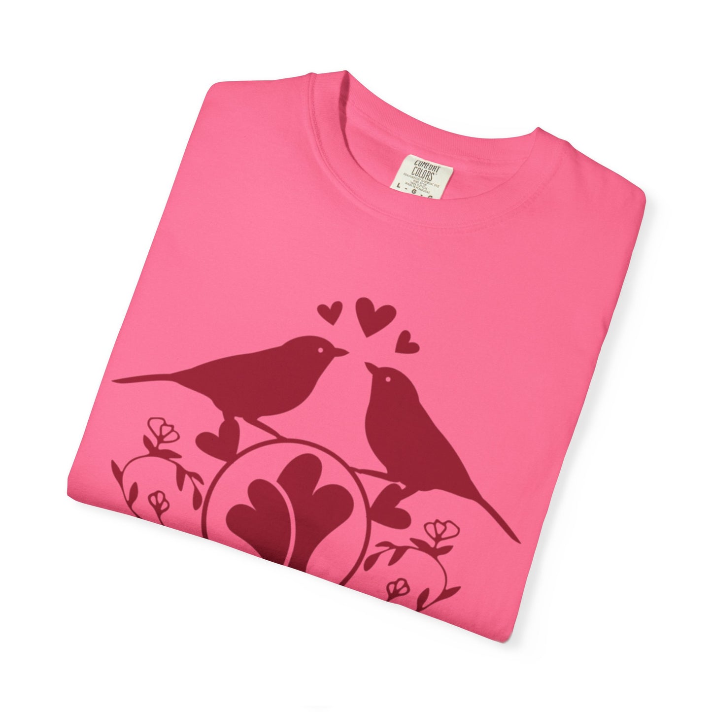 Romantic Love Birds Monogram Boundless Love Affection Lover’s Tee Infinite Bliss Butterfly Kisses Evergreen Romance Unisex Heavy Cotton T-Shirt