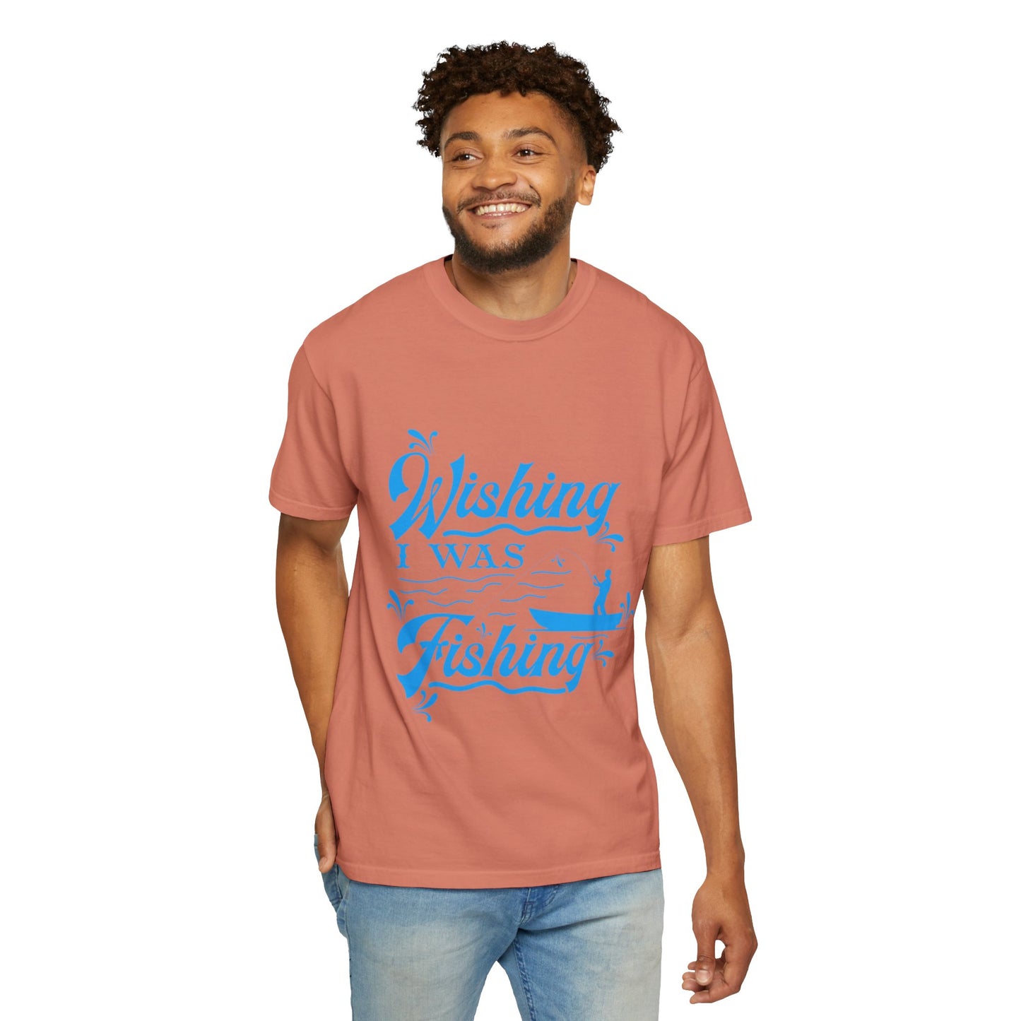Funny Wishing I Was Fishing Catch and Release Unconditional Love Fishing Boat  Fishing Rod Sarcastic Adventure Unisex Heavy Cotton T-Shirt