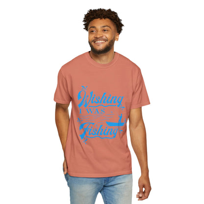 Funny Wishing I Was Fishing Catch and Release Unconditional Love Fishing Boat  Fishing Rod Sarcastic Adventure Unisex Heavy Cotton T-Shirt