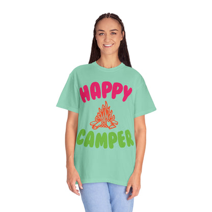 Happy Camper Freedom Fighter Adventure Lovers Tee Nature Exploration Bonfire Travel Van Unisex Heavy Cotton T-Shirt