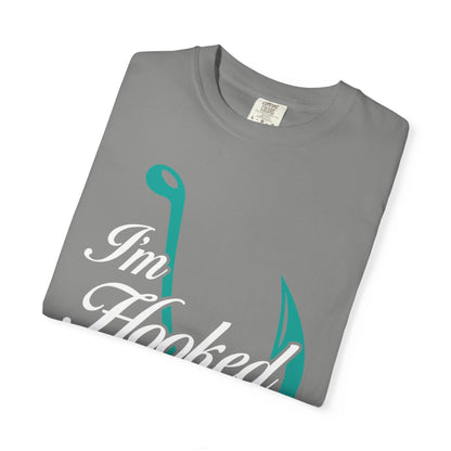 Funny I’m Hooked Rod and Reel Tackle Box Catch Of The Day Sarcastic Fishing Adventure Unisex Heavy Cotton T-Shirt