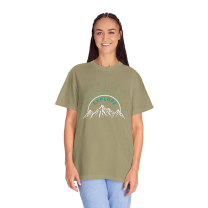 Funny Explore Mountain Adventure Tee Sarcastic Alpine Discover Camping Forest Unisex Heavy Cotton T-Shirt