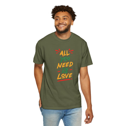 All You Need Is Love T-Shirt — Retro Handwritten Love Graphic Unisex Heavy Cotton T-Shirt