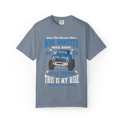 Funny Mini Monster Truck Manic Speed Truck Power Sarcastic Extreme Adventure Four-Wheel Drive Unisex Heavy Cotton T-Shirt