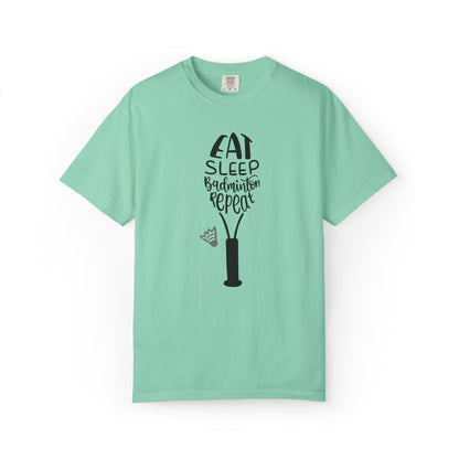Eat Sleep Badminton Repeat Stay Active Motivation Tee Winning Attitude Sports Dedication Shuttlecock Addiction Unisex Heavy Cotton T-Shirt