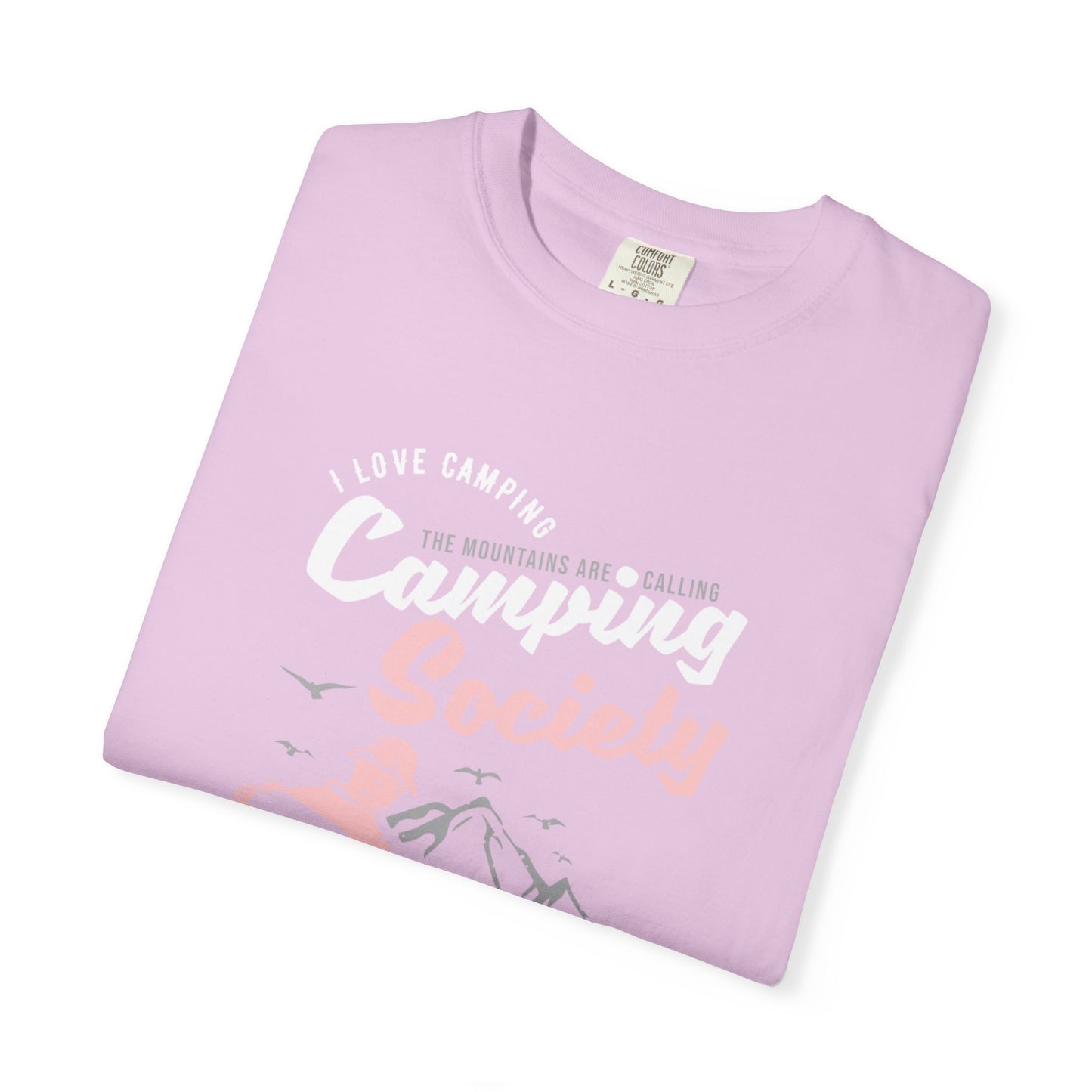 Funny Camping Society I Love Camping Enthusiastic Traveler Sarcastic Adventure Birds In The Mountains Unisex Heavy Cotton T-Shirt